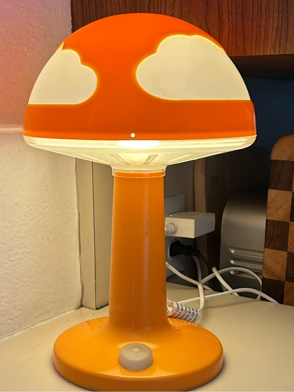IKEA Orange and White Mushroom Cloud Table Lamp